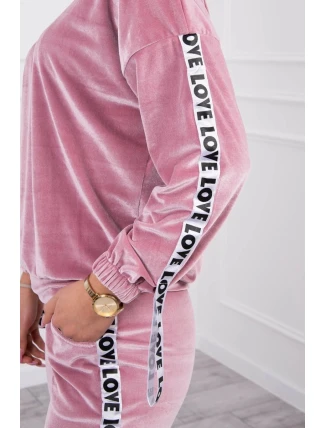 Love velur set tmavě pudrově růžový