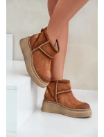 Kožené Semišové Sněhule Boty Na Platformě A Klínu Hnědé Maciejka 06769-29 Hnědé