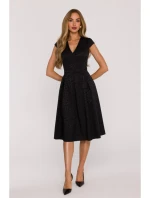 M892 Přiléhavé šaty se skládanými záhyby - černé