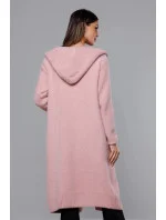 Dlouhý vlněný přehoz přes oblečení typu alpaka v bledě růžové barvě s kapucí (M105-1) Dlouhý vlněný přehoz přes oblečení typu alpaka v bledě růžové barvě s kapucí (M105-1)