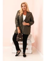 Dámská bunda Plus Size prošívaná s límcem a knoflíkem khaki Dámská bunda Plus Size prošívaná s límcem a knoflíkem khaki