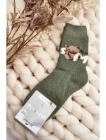 Teplé Bavlněné Ponožky S Medvědem Zelené
