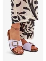 Dámské Pantofle S Přezkou Na Korek Plošině Fialové Zavira