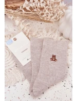 Teplé dámské ponožky s vlnou medvěd šedé