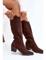 Kozačky Kovbojky Dámské Čokoládové Jazelle Kozačky Kovbojky Dámské Čokoládové Jazelle