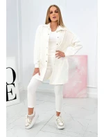 Třídílná souprava halenky, topu a legín v barvě ecru Třídílná souprava halenky, topu a legín v barvě ecru