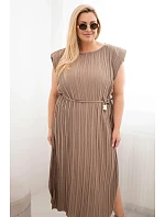 Dámské Plus Size viskózové plisované šaty s vázáním fango