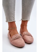 Lesklé dámské mokasíny s řetízkem růžové Aredilla Lesklé dámské mokasíny s řetízkem růžové Aredilla