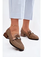 Dámské semišové boty na podpatku s ozdobným detailem Hnědé Meliva Dámské semišové boty na podpatku s ozdobným detailem Hnědé Meliva