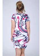 Dámské šaty i pro plnoštíhlé s květinovým vzorem bílé - Bílá - Efect