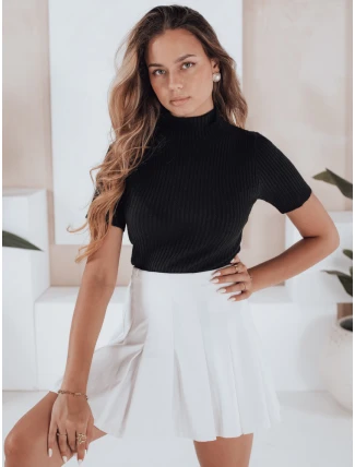 Dámský žebrovaný svetr s krátkým rukávem GIRLGLORY black FashionStreet MY2552