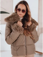 Dámská prošívaná krátká bunda s kožešinou FashionStreet camel TY5069
