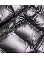 Dámská prošívaná bunda s kapucí šedá (xw817x)