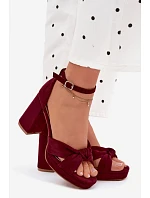 Dámské sandály na podpatku z imitace semiše bordové Rosetta