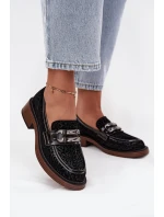 Semišové dámské mokasíny s ozdobou D&A – černé