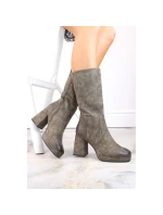 Jezzi W JEZ416B khaki zateplené holínky s gumičkou