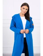 Dlouhý kabát s kapucí chrpově modrý