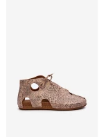 Vzorované kožené boty Maciejka 03426-02 Béžové Vzorované kožené boty Maciejka 03426-02 Béžové