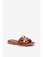 Pantofle S Dekorací Přírodní Kůže Zazoo 3574/Z Camel