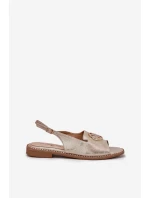 Dámské sandály na plochém podpatku s ozdobou S.Barski KV51-002 zlaté