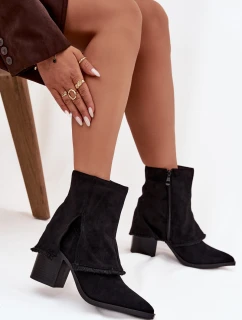 Dámská kotníková obuv na sloupku s vyvýšenou manžetou Idalia – černé