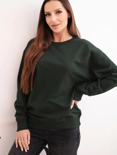 Dámská mikina s okrouhlým výstřihem základní z bavlny tmavě zelená