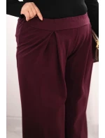 Dámské kalhoty Plus Size s širokými nohavicemi a plisováním švestkové Dámské kalhoty Plus Size s širokými nohavicemi a plisováním švestkové