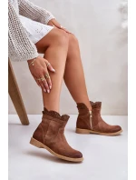 Nízké Dámské Boty Na Ploché Podešvi Zamszové Lewski 3624 Hnědé