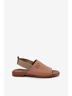 Kožené sandály se zlatým detailem Zazoo 40473 světle hnědé