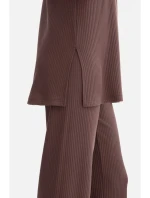 B301 Žebrovaný pletený top - hnědý