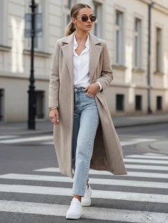 Dámský oversize kabát MANTOVA dlouhý světle hnědý FashionStreet NY0741