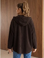 Dámská oversizeová kordová bunda s kapucí v čokoládové barvě FashionStreet TY6050 Dámská oversizeová kordová bunda s kapucí v čokoládové barvě FashionStreet TY6050