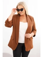 Dámská saka Plus Size bez zapínání s podšívkou XL/2XL hnědá