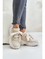 Dámské Kožené Tenisky Béžové CheBello 4583 Dámské Kožené Tenisky Béžové CheBello 4583