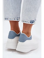 Dámské tenisky na platformě z umělé kůže bílo-modré Calinae