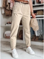 Dámské kalhoty chinos s páskem RELCIX lUY2585 béžové - FashionStreet 