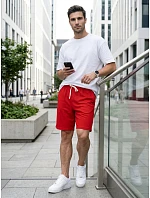 Pánské červené teplákové kraťasy FashionStreet SX2637 Pánské červené teplákové kraťasy FashionStreet SX2637