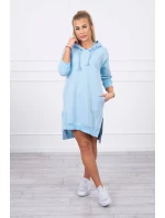 Šaty s kapucí a delšími zády modré