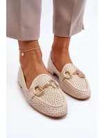 Dámské mokasíny na ploché podrážce s ozdobou béžové Iluvana
