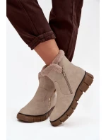 Dámské sněhule na platformě s kožešinou Béžové Briselle