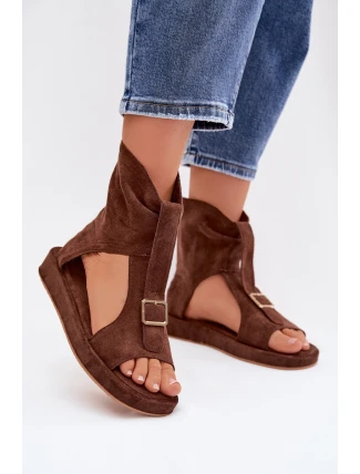 Dámské sandály s páskem čokoládové Coralya