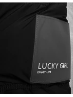 Černá péřová bunda s kapucí (KK60609)