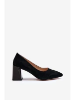 Sametové lodičky na podpatku černé Alessyndra