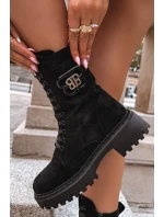 Dámské Workery s Ozdobným Prvkem Zateplené Černé Kalindra