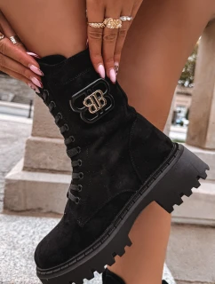 Dámské Workery s Ozdobným Prvkem Zateplené Černé Kalindra