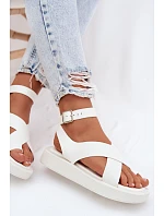 Sandály z eko kůže na platformě Bílé Zella