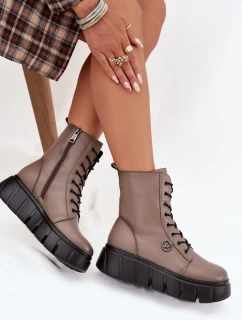 Dámské workery na platformě – tmavě béžové Vinceza 58588