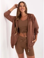 Hnědý dámský trojdílný komplet basic (7742)