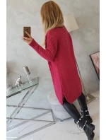 Svetr Cardigan kostkovaný kostkovaný fuchsiový Svetr Cardigan kostkovaný kostkovaný fuchsiový