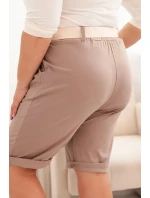 Dámské bavlněné šortky Plus Size s páskem fango Dámské bavlněné šortky Plus Size s páskem fango